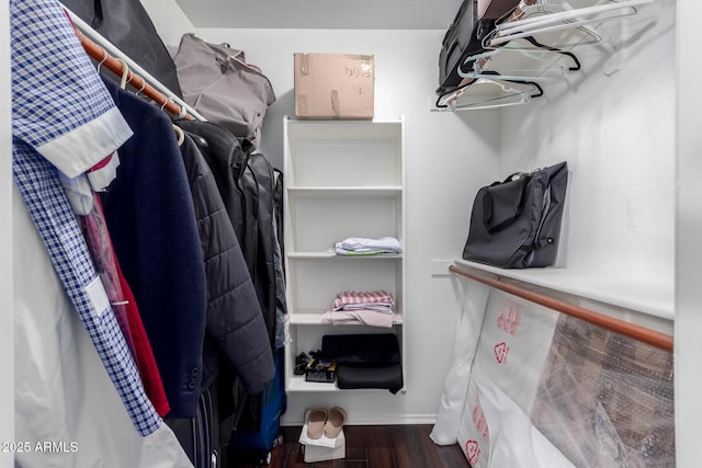 walk in closet featuring hardwood / wood-style floors