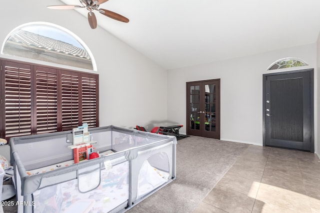 view of patio / terrace with french doors and ceiling fan