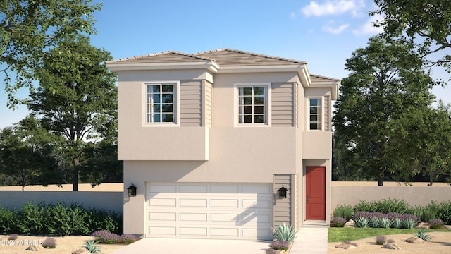 view of front of property with a garage