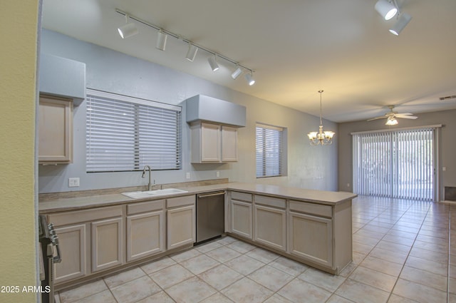 4714 E Paso Trl, Phoenix, AZ 85050 - kitchen featuring a sink, stainless steel appliances, a peninsula, and light countertops
