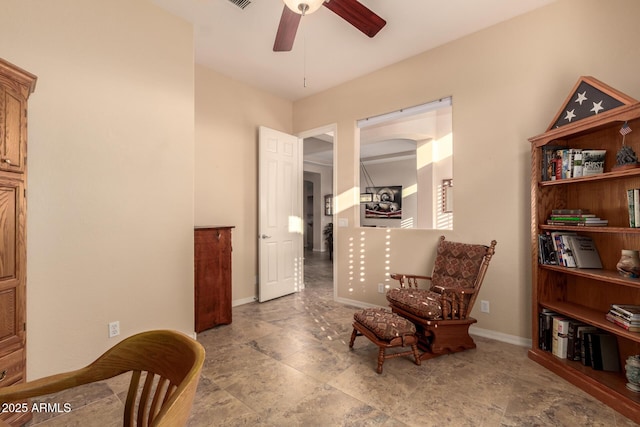 4615 S Primrose Dr, Gold Canyon, AZ 85118 - living area with a ceiling fan, baseboards, and stone finish flooring