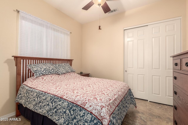 4615 S Primrose Dr, Gold Canyon, AZ 85118 - bedroom with visible vents, a ceiling fan, baseboards, and a closet
