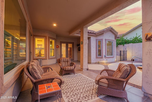 4615 S Primrose Dr, Gold Canyon, AZ 85118 - patio terrace at dusk featuring fence