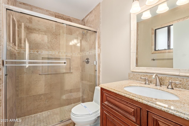 1874 E Huntington Dr, Tempe, AZ 85282 - bathroom featuring toilet, vanity, and a stall shower