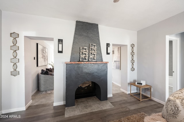 living room with hardwood / wood-style floors