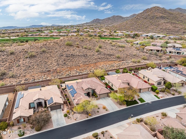 bird's eye view with a residential view and a mountain view