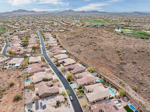 aerial view featuring a residential view and a mountain view