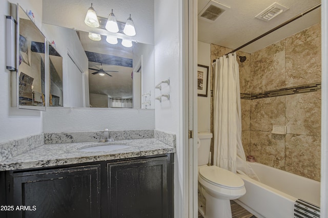2301 E University Dr Unit 488, Mesa, AZ 85213 - full bath featuring toilet, vanity, ceiling fan, and shower / tub combo