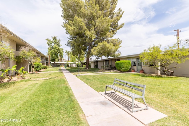 view of community featuring a yard