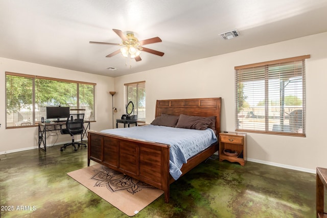 4621 S 179th Dr, Goodyear, AZ 85338 - bedroom with concrete floors, an office area, and ceiling fan