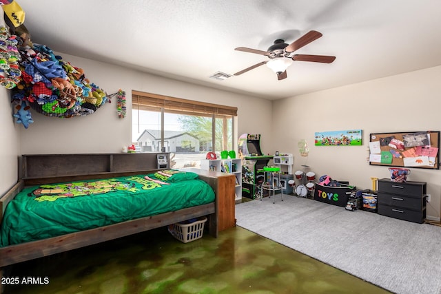 4621 S 179th Dr, Goodyear, AZ 85338 - bedroom with finished concrete floors and a ceiling fan
