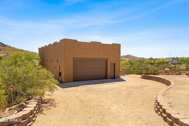 garage with a mountain view