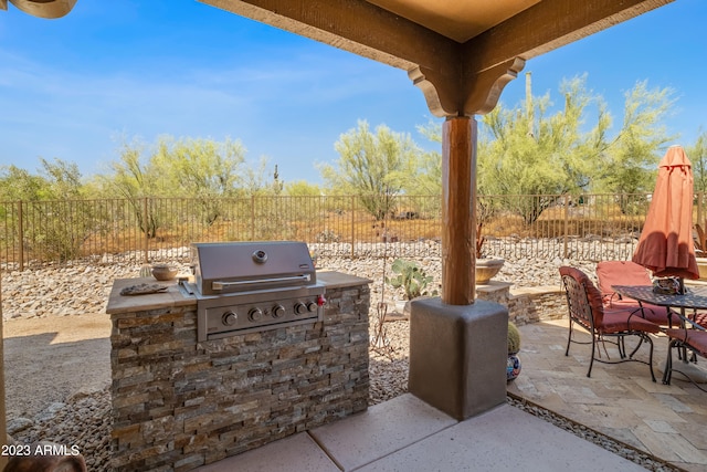 view of patio / terrace with an outdoor kitchen and a grill