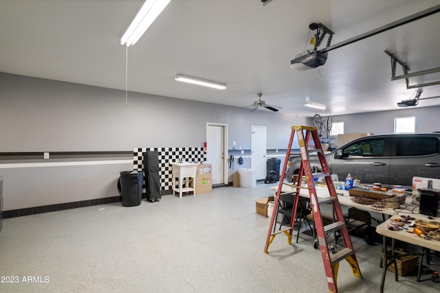 garage with a garage door opener