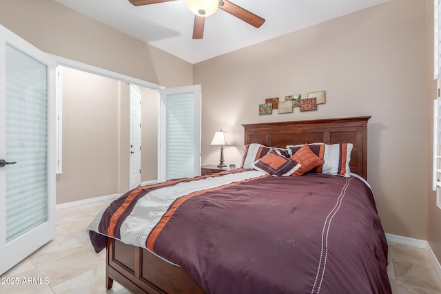 bedroom featuring baseboards and a ceiling fan