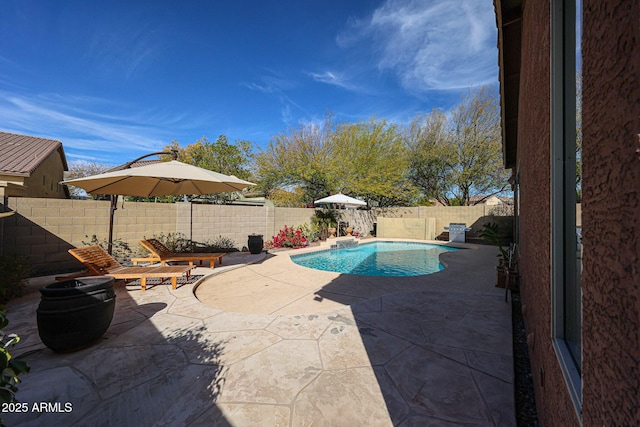 view of pool featuring a patio