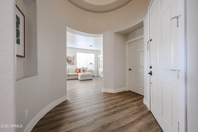 hall featuring hardwood / wood-style flooring