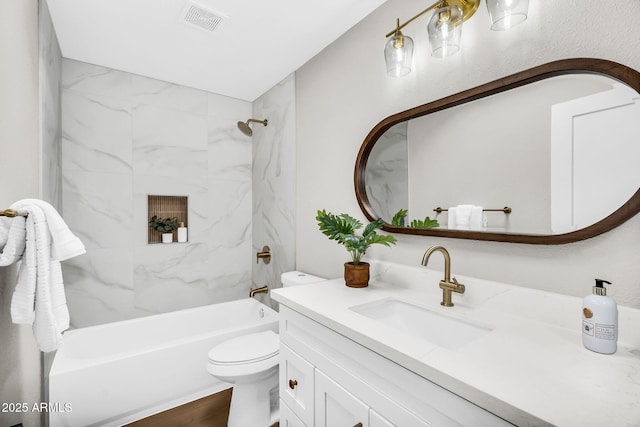 25810 S Boxwood Dr, Sun Lakes, AZ 85248 - bathroom with vanity, toilet, and bathing tub / shower combination