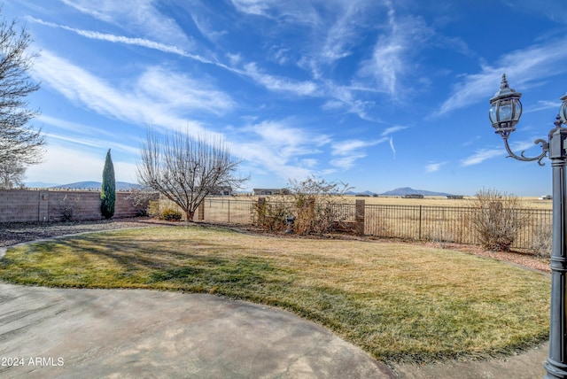 view of yard with a mountain view