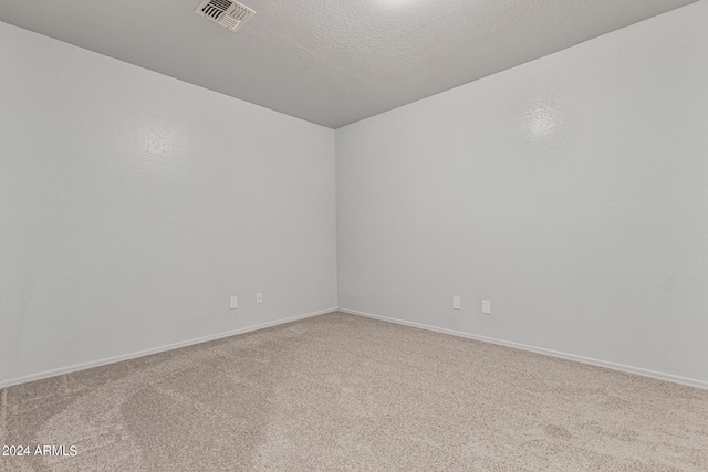 spare room with a textured ceiling and carpet floors