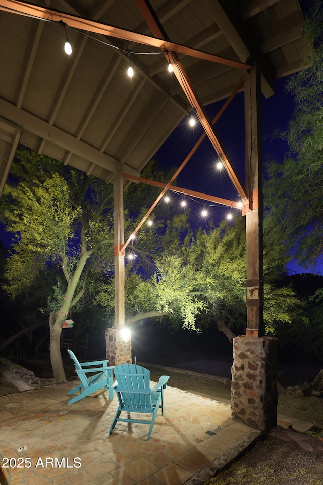 view of patio at twilight