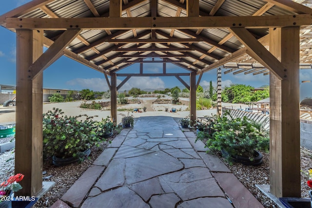 view of patio / terrace featuring a gazebo