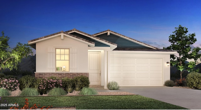 3263 W Garnet St, San Tan Valley, AZ 85144 - single story home featuring concrete driveway, a garage, and brick siding