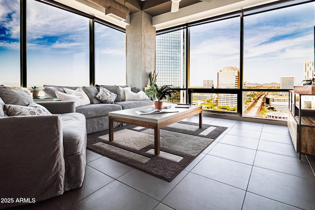1 E Lexington Ave Unit 1209, Phoenix, AZ 85012 - tiled living area featuring healthy amount of natural light and a city view