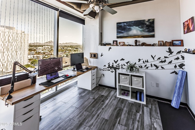1 E Lexington Ave Unit 1209, Phoenix, AZ 85012 - home office with a ceiling fan, dark wood-type flooring, and baseboards