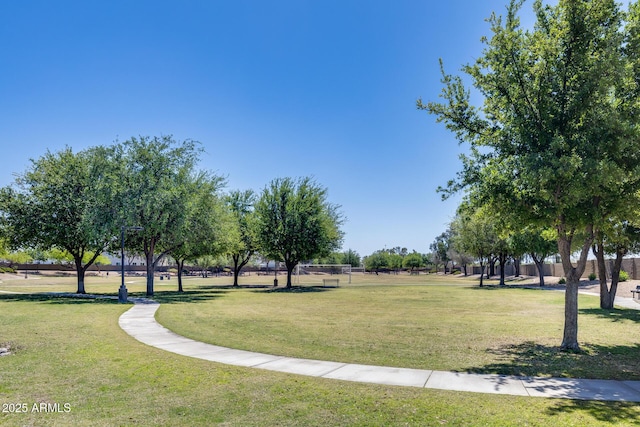 view of property's community featuring a lawn