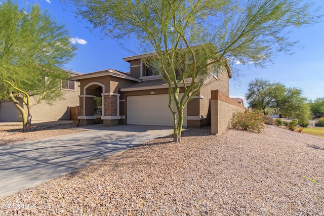 view of front of house with a garage