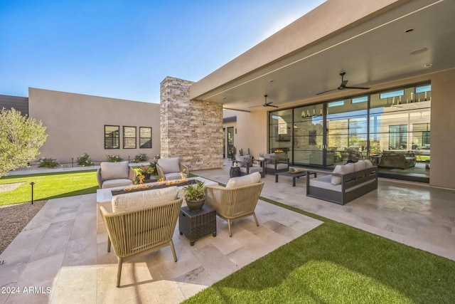 view of patio featuring outdoor lounge area and ceiling fan