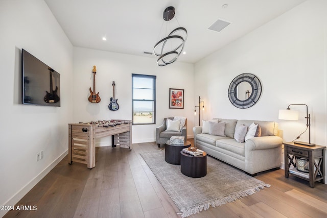 living room with wood-type flooring