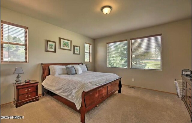 bedroom with carpet floors and baseboards