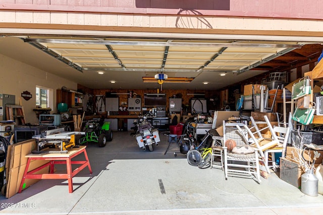 garage with a garage door opener