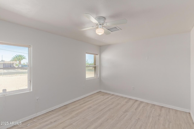 423 W Phoenix Ave, Eloy, AZ 85131 - unfurnished room with baseboards, ceiling fan, visible vents, and light wood-style floors