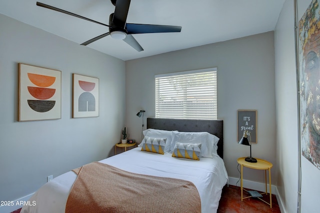 bedroom featuring ceiling fan