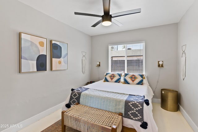 bedroom featuring ceiling fan