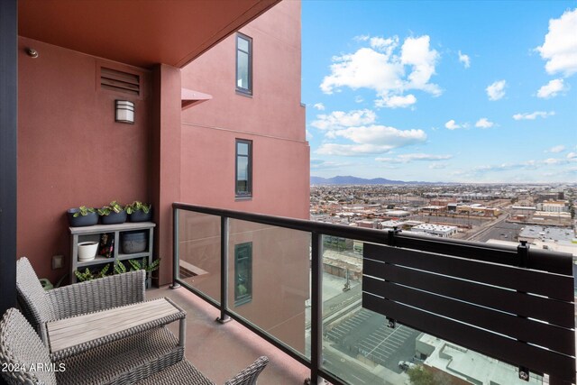 balcony with a mountain view