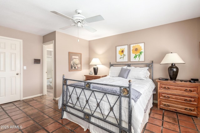 bedroom featuring ceiling fan