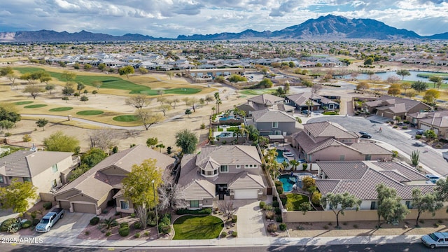 drone / aerial view with a mountain view