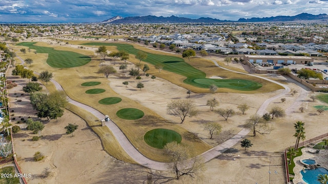 drone / aerial view featuring a mountain view