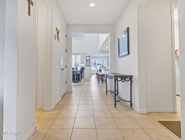 8521 S 67th Dr, Laveen, AZ 85339 - hallway with light tile patterned floors, baseboards, and recessed lighting