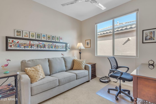 view of carpeted office space