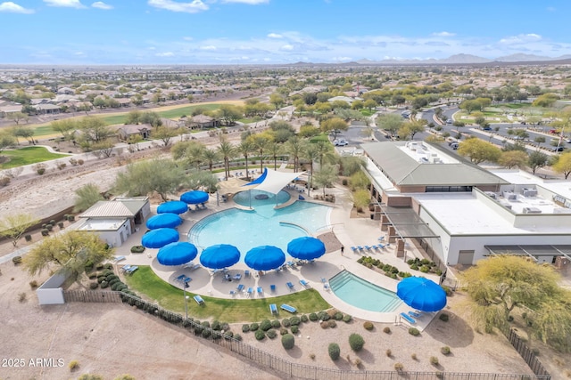 bird's eye view featuring a mountain view