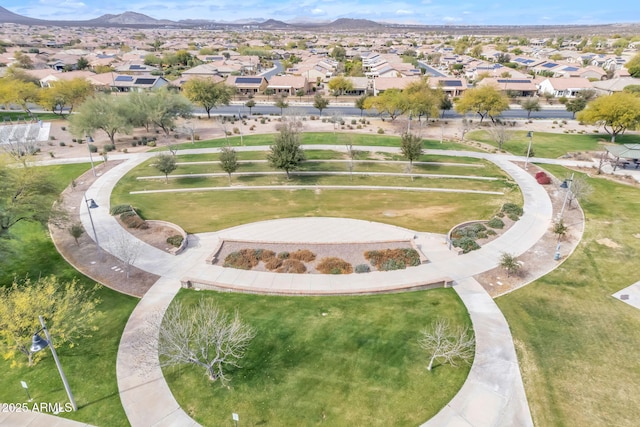 drone / aerial view with a mountain view