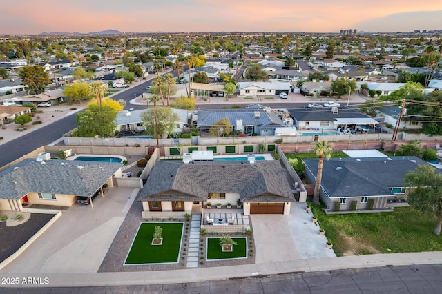 drone / aerial view with a residential view