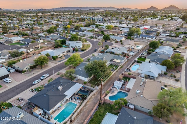 aerial view with a residential view and a mountain view