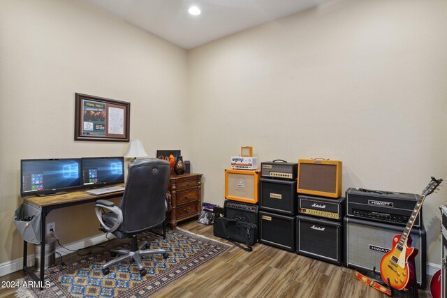 office featuring hardwood / wood-style flooring