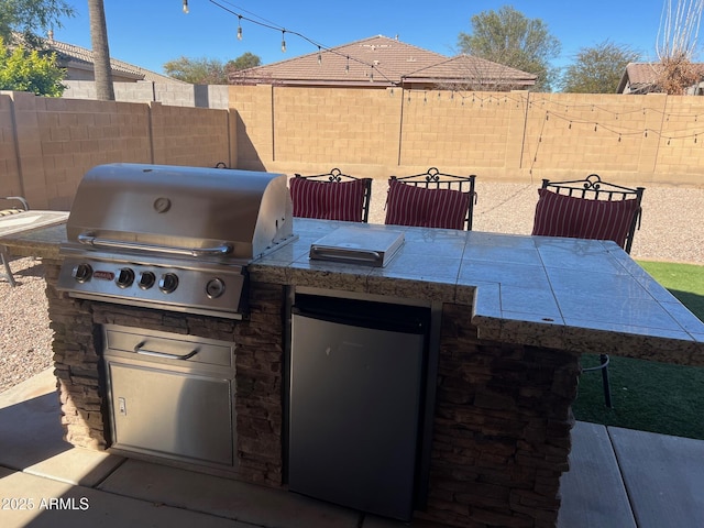 view of patio / terrace featuring an outdoor kitchen and area for grilling